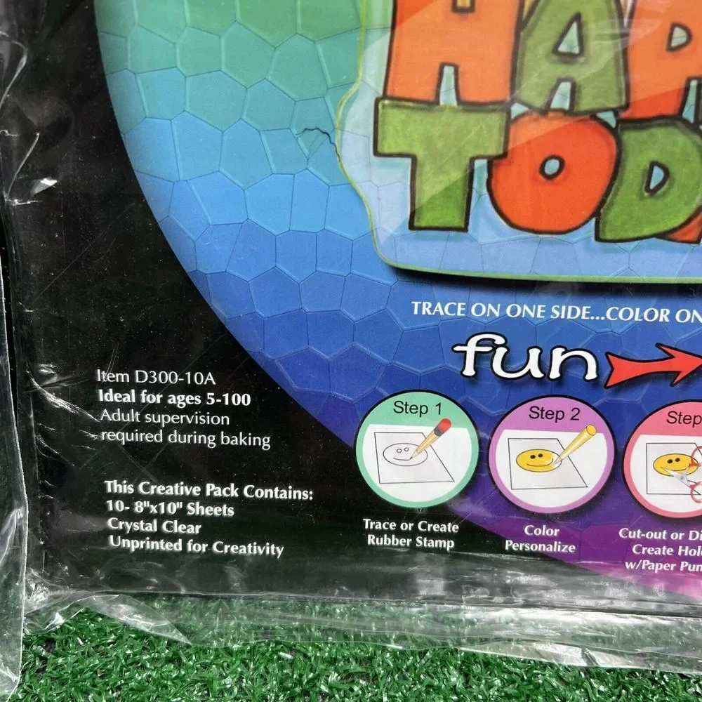 Shrink Dinks Lot Of 3 Frosted Ruff N' Ready Flowers Crystal Clear‎ Plastic